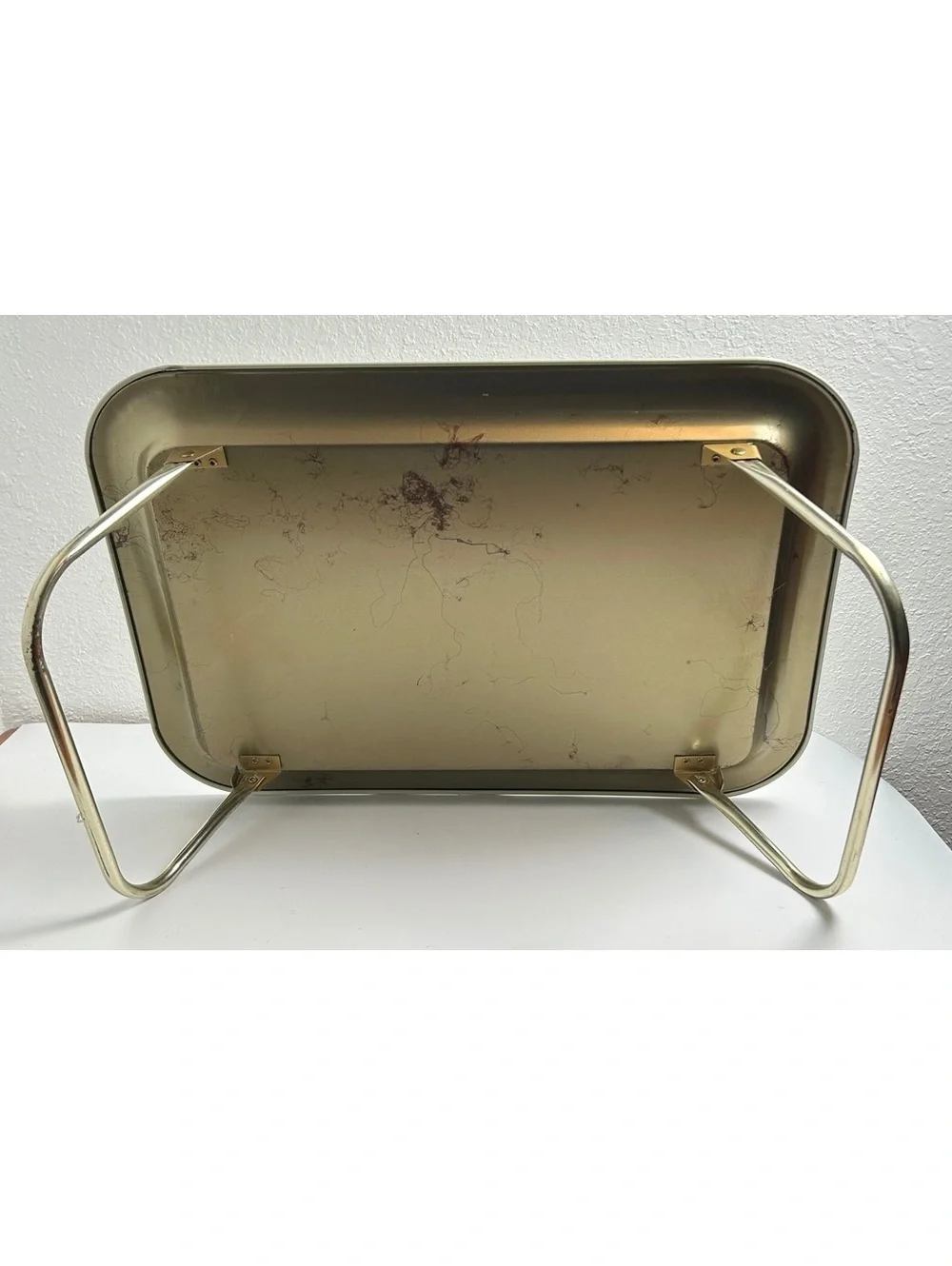 Vintage Metal TV Tray Table with Wheat Design
